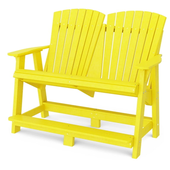 Wildridge Heritage Double High Adirondack, Lemon Yellow - All-Weather Recycled Plastic Furniture for Patio, Deck, Lawn