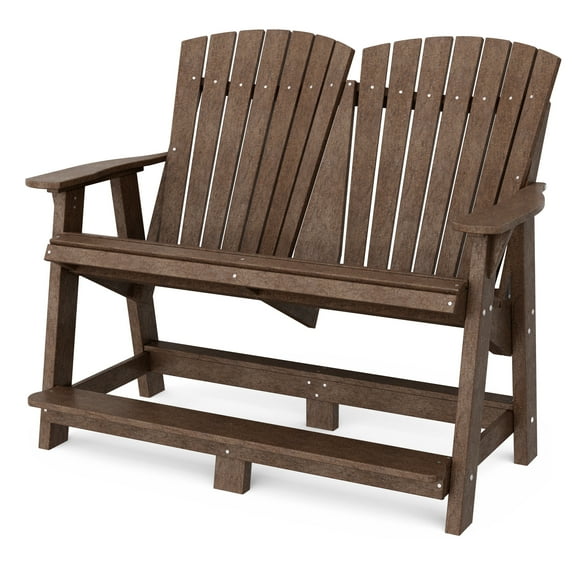Wildridge Heritage Double High Adirondack, Tudor Brown - All-Weather Recycled Plastic Furniture for Patio, Deck, Lawn