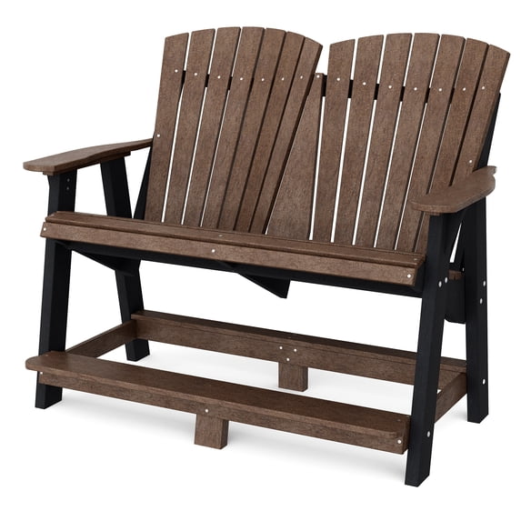 Wildridge Heritage Double High Adirondack, Tudor Brown and Black - All-Weather Recycled Plastic Furniture for Patio, Deck, Lawn