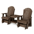 thumbnail image 1 of Wildridge Heritage Double Rock-A-Tee, Tudor Brown - Outdoor Weather Resistant HDPE Double Glider Set with Table for Porch, Patio, Deck, 1 of 5