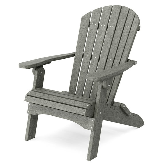 Wildridge Heritage Folding Adirondack Chair, Dark Gray, Outdoor Weather Resistant Poly Patio Furniture