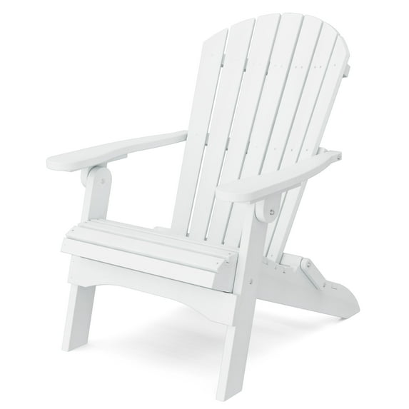Wildridge Heritage Folding Adirondack Chair, White, Outdoor Weather Resistant Poly Patio Furniture