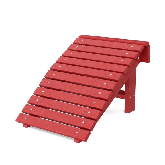 Wildridge Heritage Folding Footstool, Cardinal Red - Outdoor Weather Resistant HDPE Ottoman for Adirondack Chair