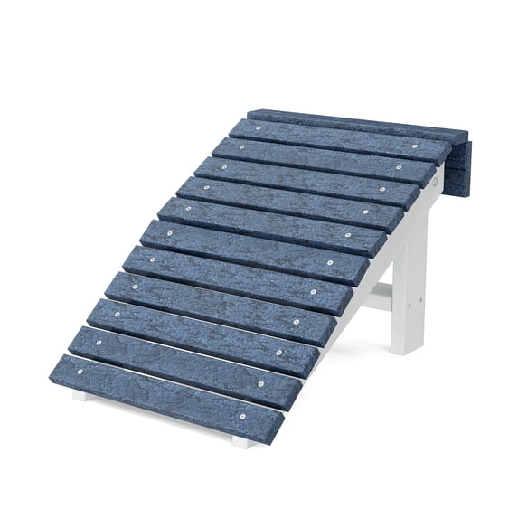 Wildridge Heritage Folding Footstool, Patriot Blue and White - Outdoor Weather Resistant Recycled Plastic Furniture for Patio