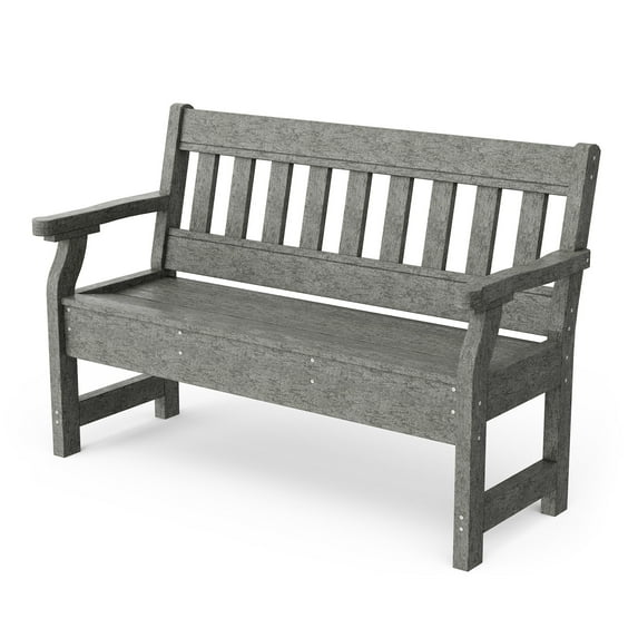 Wildridge Heritage Garden Bench, Dark Gray - Outdoor All-Weather HDPE Furniture