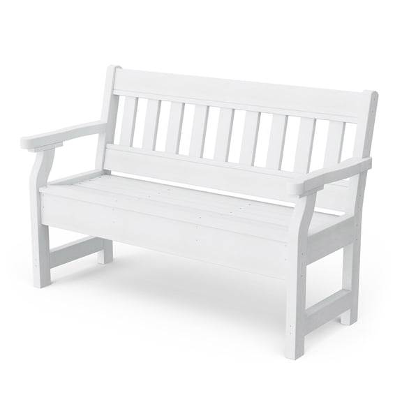 Wildridge Heritage Garden Bench, White - Outdoor All-Weather HDPE Furniture