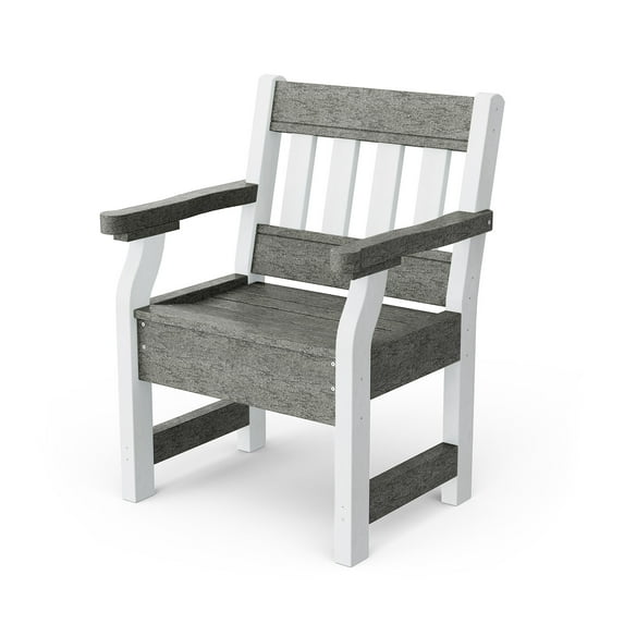 Wildridge Heritage Garden Chair, Dark Gray and White - Outdoor Weather Resistant Recycled Plastic Furniture for Patio