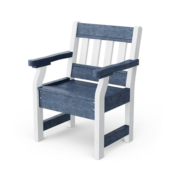 Wildridge Heritage Garden Chair, Patriot Blue and White - Outdoor Weather Resistant Recycled Plastic Furniture for Patio