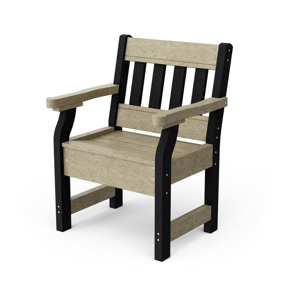 Wildridge Heritage Garden Chair, Weathered Wood and Black - Outdoor Weather Resistant Recycled Plastic Furniture for Patio
