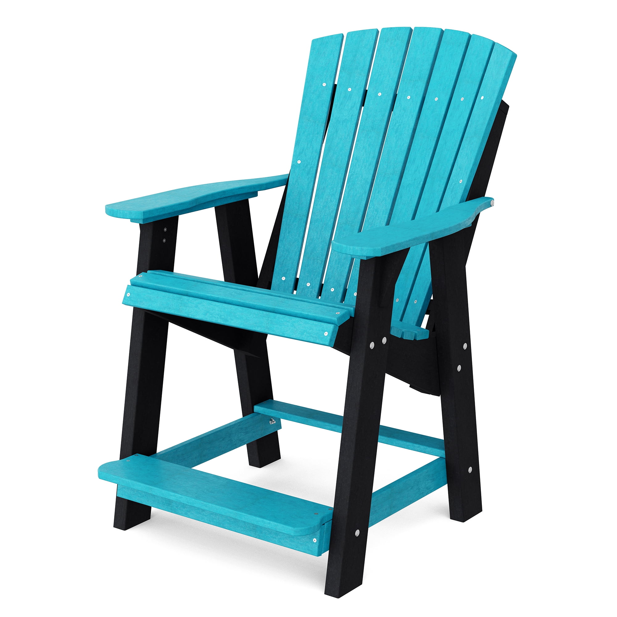 Wildridge Heritage High Adirondack Chair, Aruba Blue and Black - All-Weather Recycled Plastic Furniture for Patio, Deck, Lawn
