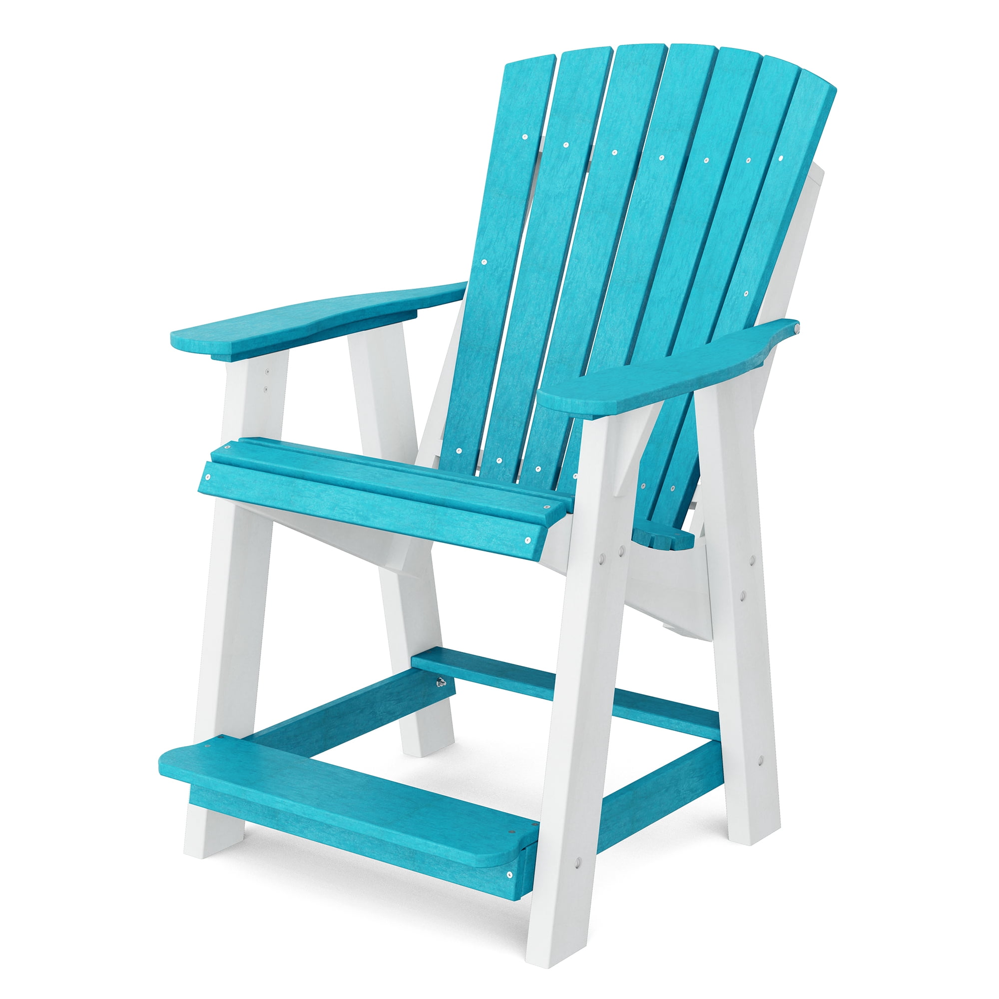 Wildridge Heritage High Adirondack Chair, Aruba Blue and White - All-Weather Recycled Plastic Furniture for Patio, Deck, Lawn
