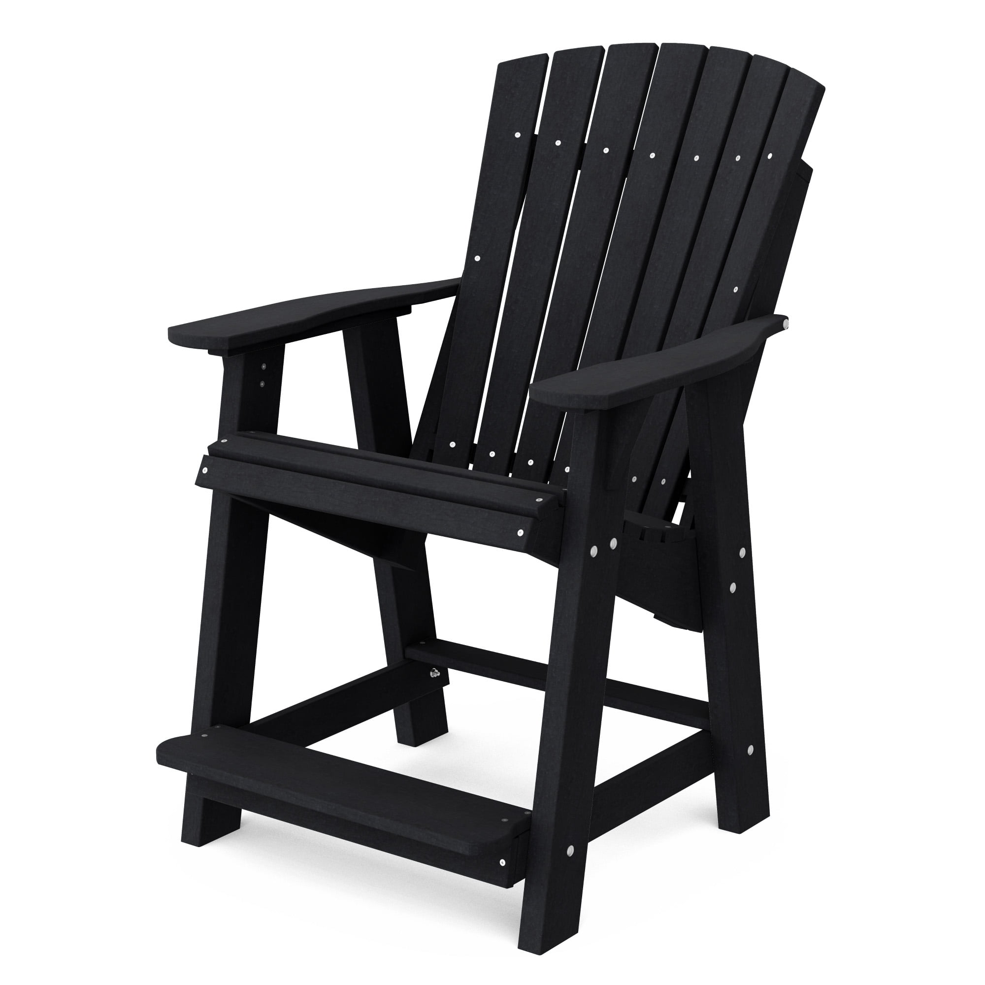 Wildridge Heritage High Adirondack Chair, Black - All-Weather Recycled Plastic Furniture for Patio, Deck, Lawn