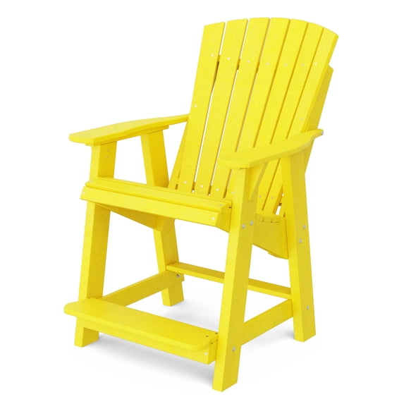 Wildridge Heritage High Adirondack Chair, Lemon Yellow - All-Weather Recycled Plastic Furniture for Patio, Deck, Lawn