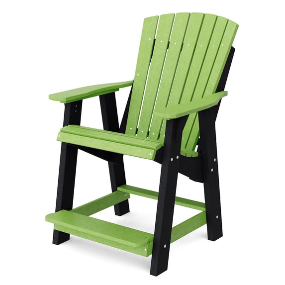 Wildridge Heritage High Adirondack Chair, Lime Green and Black - All-Weather Recycled Plastic Furniture for Patio, Deck, Lawn
