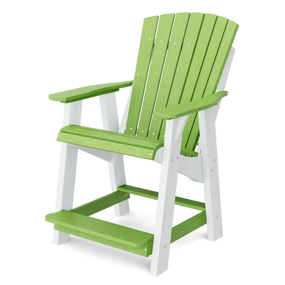Wildridge Heritage High Adirondack Chair, Lime Green and White - All-Weather Recycled Plastic Furniture for Patio, Deck, Lawn