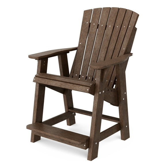 Wildridge Heritage High Adirondack Chair, Tudor Brown - All-Weather Recycled Plastic Furniture for Patio, Deck, Lawn