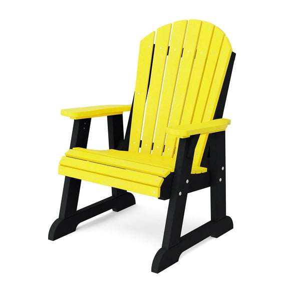 Wildridge Heritage High Fan Back Chair, Lemon Yellow and Black - Outdoor All-Weather Poly Furniture for Patio, Deck, Yard