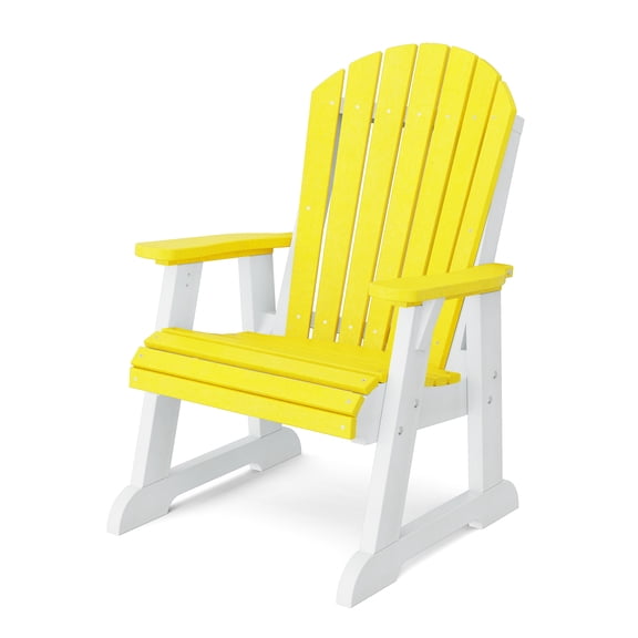 Wildridge Heritage High Fan Back Chair, Lemon Yellow and White - Outdoor All-Weather Poly Furniture for Patio, Deck, Yard