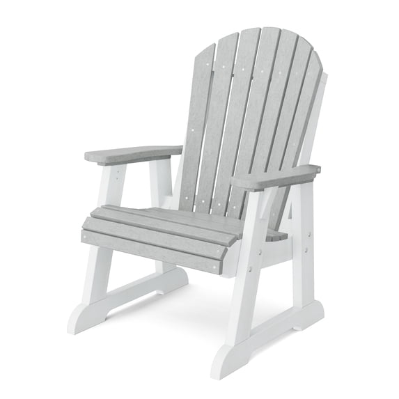 Wildridge Heritage High Fan Back Chair, Light Gray and White - Outdoor All-Weather Poly Furniture for Patio, Deck, Yard