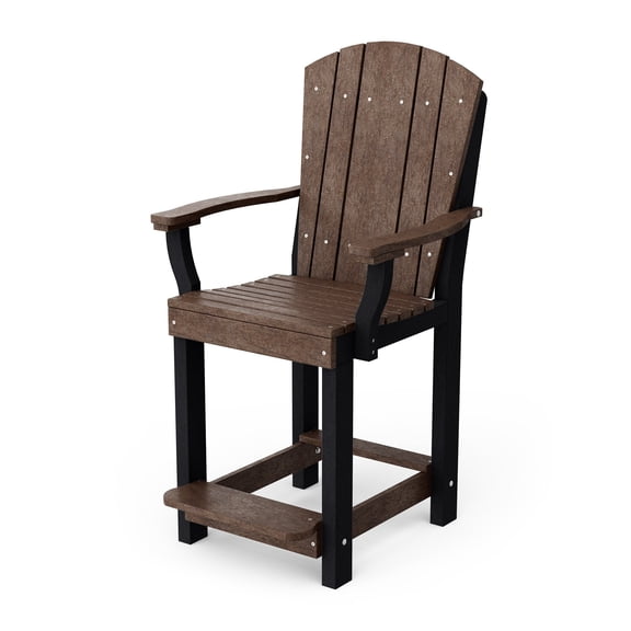 Wildridge Heritage Patio Counter Chair, Tudor Brown and Black - Outdoor Weather Resistant Recycled Plastic Furniture for Patio