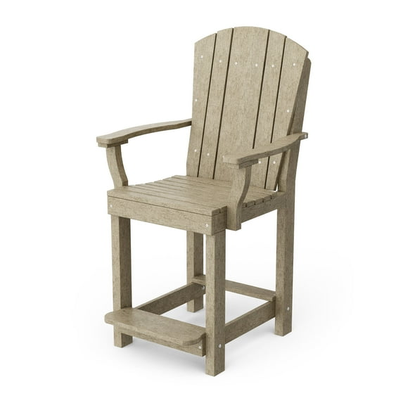 Wildridge Heritage Patio Counter Chair, Weathered Wood - Outdoor Weather Resistant Recycled Plastic Furniture for Patio