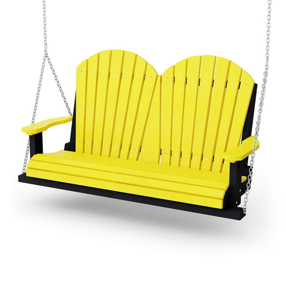 Wildridge Heritage Porch Swing, Lemon Yellow and Black - Outdoor Weather Resistant Recycled Plastic Furniture for Patio