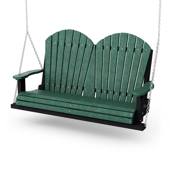 Wildridge Heritage Porch Swing, Turf Green and Black - Outdoor Weather Resistant Recycled Plastic Furniture for Patio