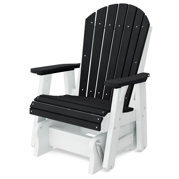 Wildridge Heritage Single Glider, Black and White, Outdoor Weather Resistant Poly Patio Furniture