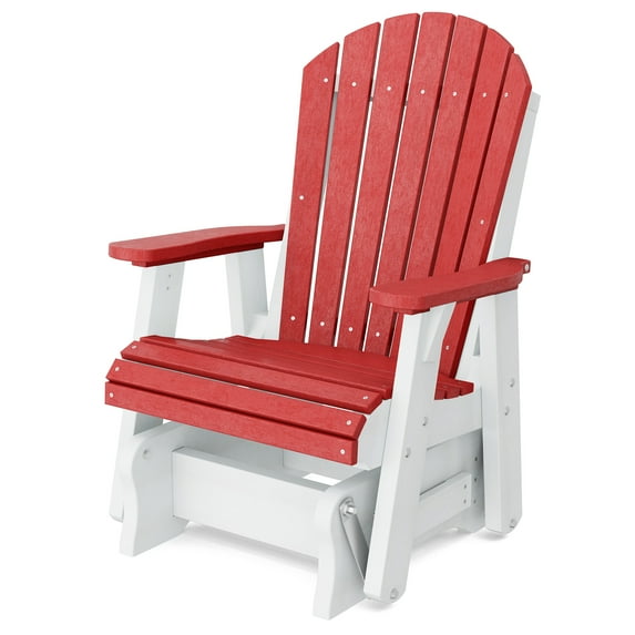 Wildridge Heritage Single Glider, Cardinal Red and White, Outdoor Weather Resistant Poly Patio Furniture