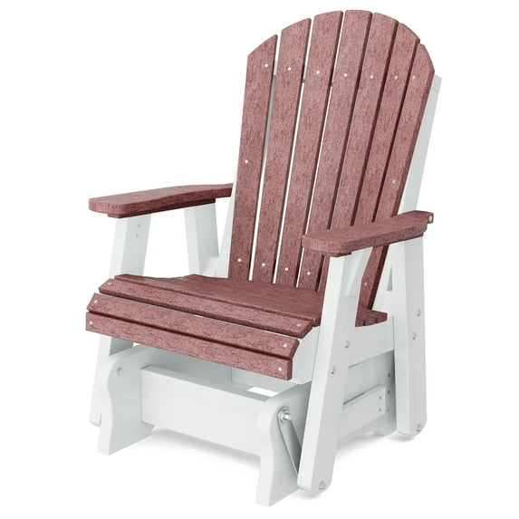 Wildridge Heritage Single Glider, Cherrywood and White, Outdoor Weather Resistant Poly Patio Furniture