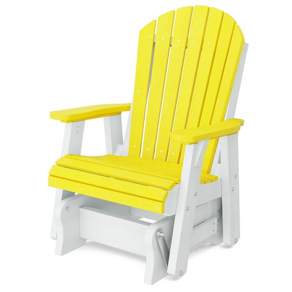 Wildridge Heritage Single Glider, Lemon Yellow and White, Outdoor Weather Resistant Poly Patio Furniture