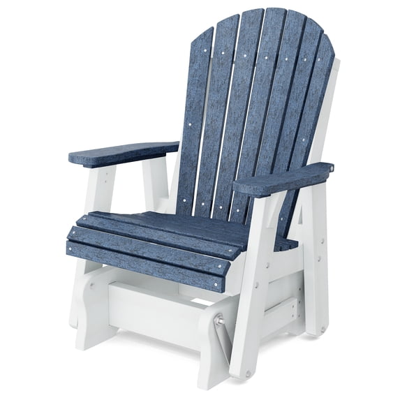 Wildridge Heritage Single Glider, Patriot Blue and White, Outdoor Weather Resistant Poly Patio Furniture