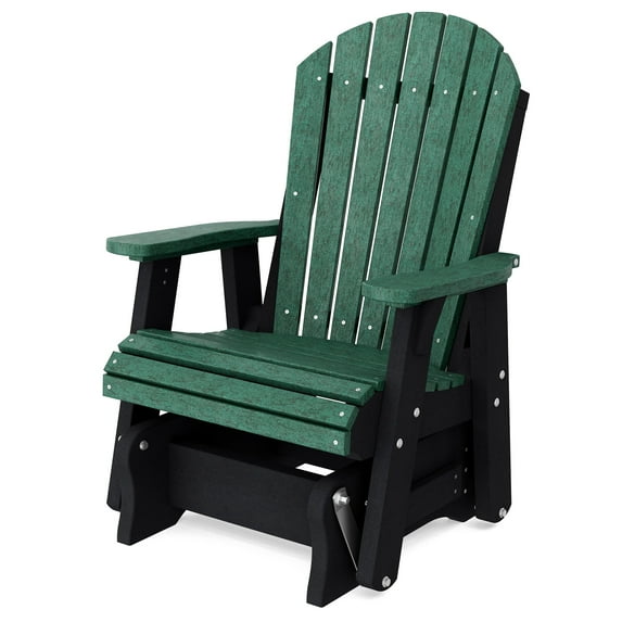 Wildridge Heritage Single Glider, Turf Green and Black, Outdoor Weather Resistant Poly Patio Furniture
