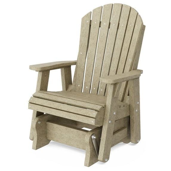 Wildridge Heritage Single Glider, Weathered Wood, Outdoor Weather Resistant Poly Patio Furniture
