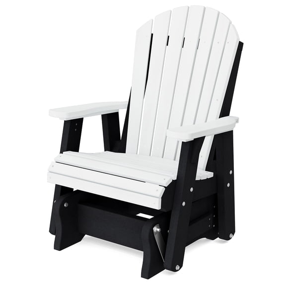 Wildridge Heritage Single Glider, White and Black, Outdoor Weather Resistant Poly Patio Furniture