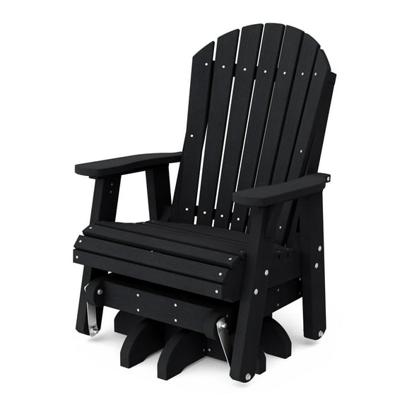 Wildridge Heritage Single Swivel Glider, Black - Outdoor Weather Resistant Recycled HDPE Glider for Porch, Patio, Deck