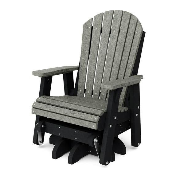 Wildridge Heritage Single Swivel Glider, Dark Gray and Black - Outdoor Weather Resistant Recycled HDPE Glider for Porch, Patio, Deck