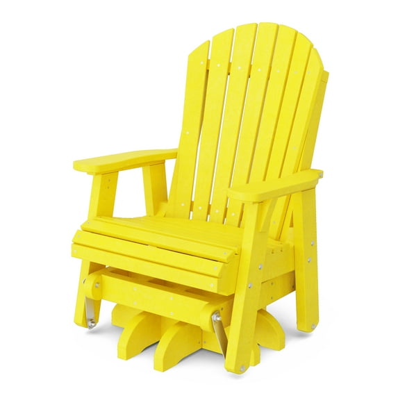 Wildridge Heritage Single Swivel Glider, Lemon Yellow - Outdoor Weather Resistant Recycled HDPE Glider for Porch, Patio, Deck