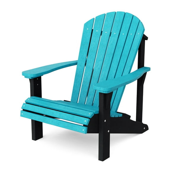 Wildridge Heritage Sunrise Adirondack Chair, Aruba Blue and Black, Outdoor Weather Resistant Poly Patio Furniture
