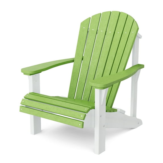 Wildridge Heritage Sunrise Adirondack Chair, Lime Green and White, Outdoor Weather Resistant Poly Patio Furniture