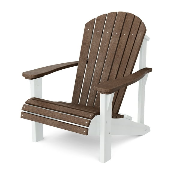 Wildridge Heritage Sunrise Adirondack Chair, Tudor Brown and White, Outdoor Weather Resistant Poly Patio Furniture