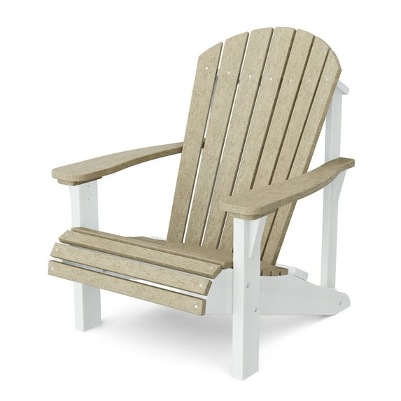 Wildridge Heritage Sunrise Adirondack Chair, Weathered Wood and White, Outdoor Weather Resistant Poly Patio Furniture