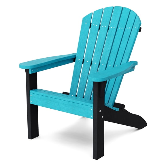 Wildridge Heritage Sunset Adirondack Chair, Aruba Blue and Black, Outdoor Weather Resistant Poly Patio Furniture