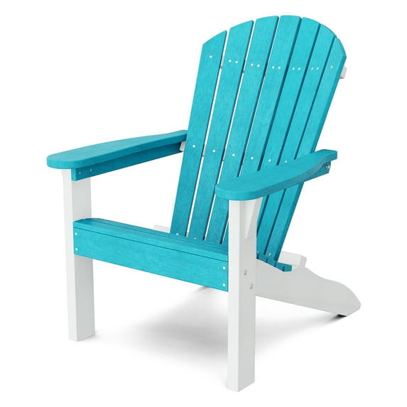 Wildridge Heritage Sunset Adirondack Chair, Aruba Blue and White, Outdoor Weather Resistant Poly Patio Furniture