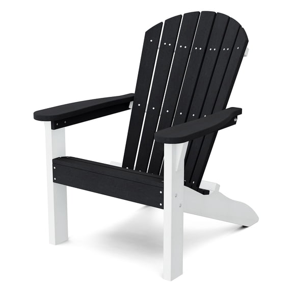 Wildridge Heritage Sunset Adirondack Chair, Black and White, Outdoor Weather Resistant Poly Patio Furniture