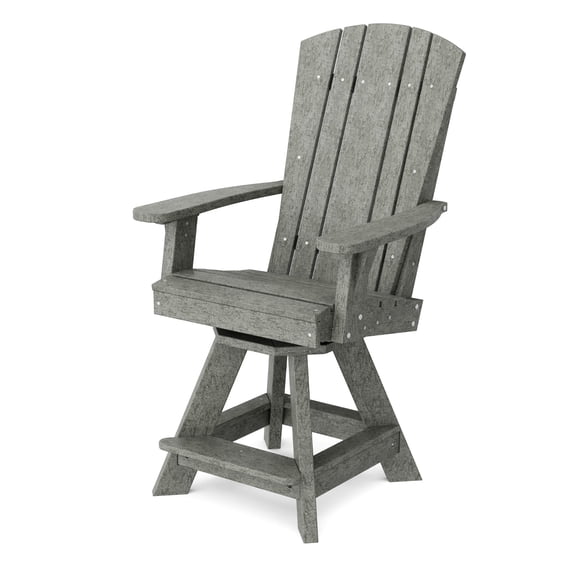 Wildridge Heritage Swivel Balcony Chair, Dark Gray - Outdoor Weather Resistant Recycled Plastic Furniture for Patio