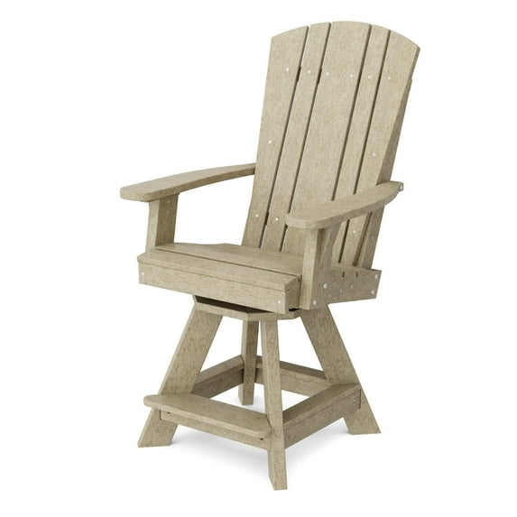 Wildridge Heritage Swivel Balcony Chair, Weathered Wood - Outdoor Weather Resistant Recycled Plastic Furniture for Patio
