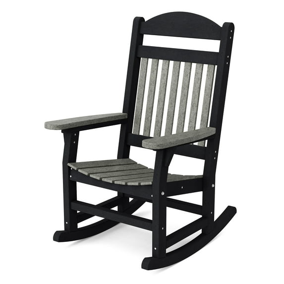 Wildridge Heritage Traditional Rocking Chair, Dark Gray and Black - Outdoor Weather Resistant HDPE Rocking Chair for Patio, Deck, Fire Pit