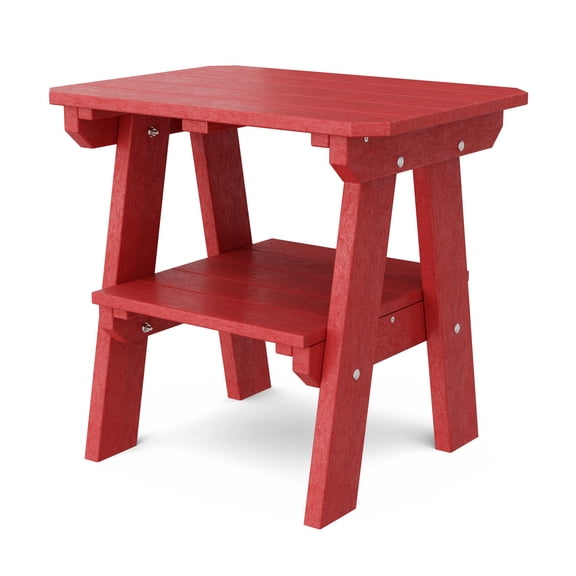 Wildridge Heritage Two-Tier End Table, Cardinal Red - Outdoor Weather Resistant Recycled Plastic Furniture for Patio