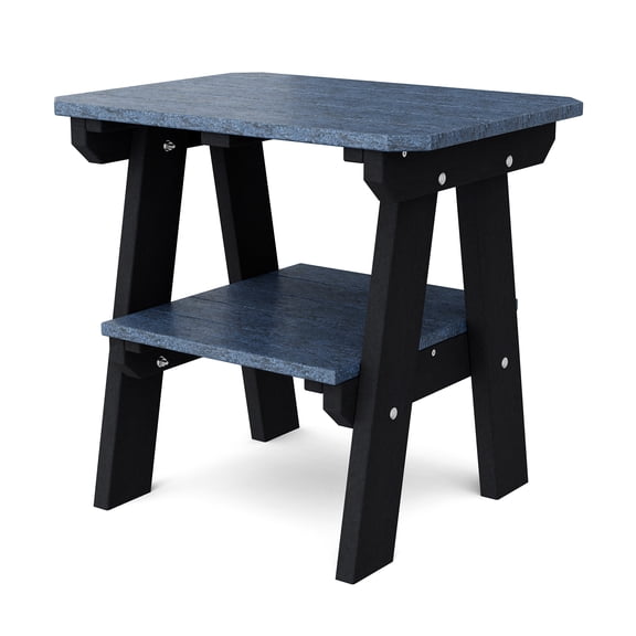 Wildridge Heritage Two-Tier End Table, Patriot Blue and Black - Outdoor Weather Resistant Recycled Plastic Furniture for Patio